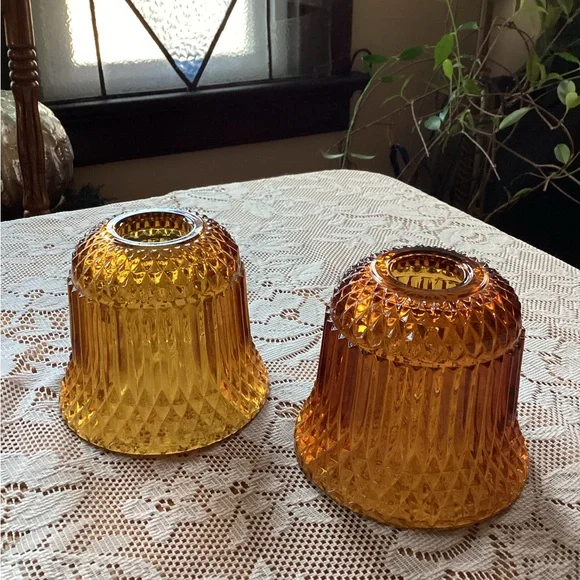 2 Indiana Amber Faerie Glass Lamps.🧚 - Picture 3 of 5